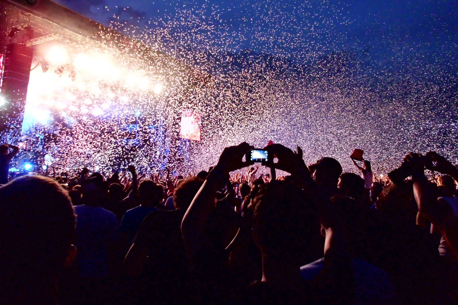 Festival Crowd with Confetti